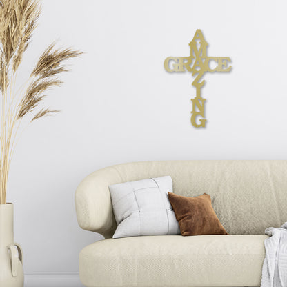 Amazing Grace Cross Metal Art Wall Sign