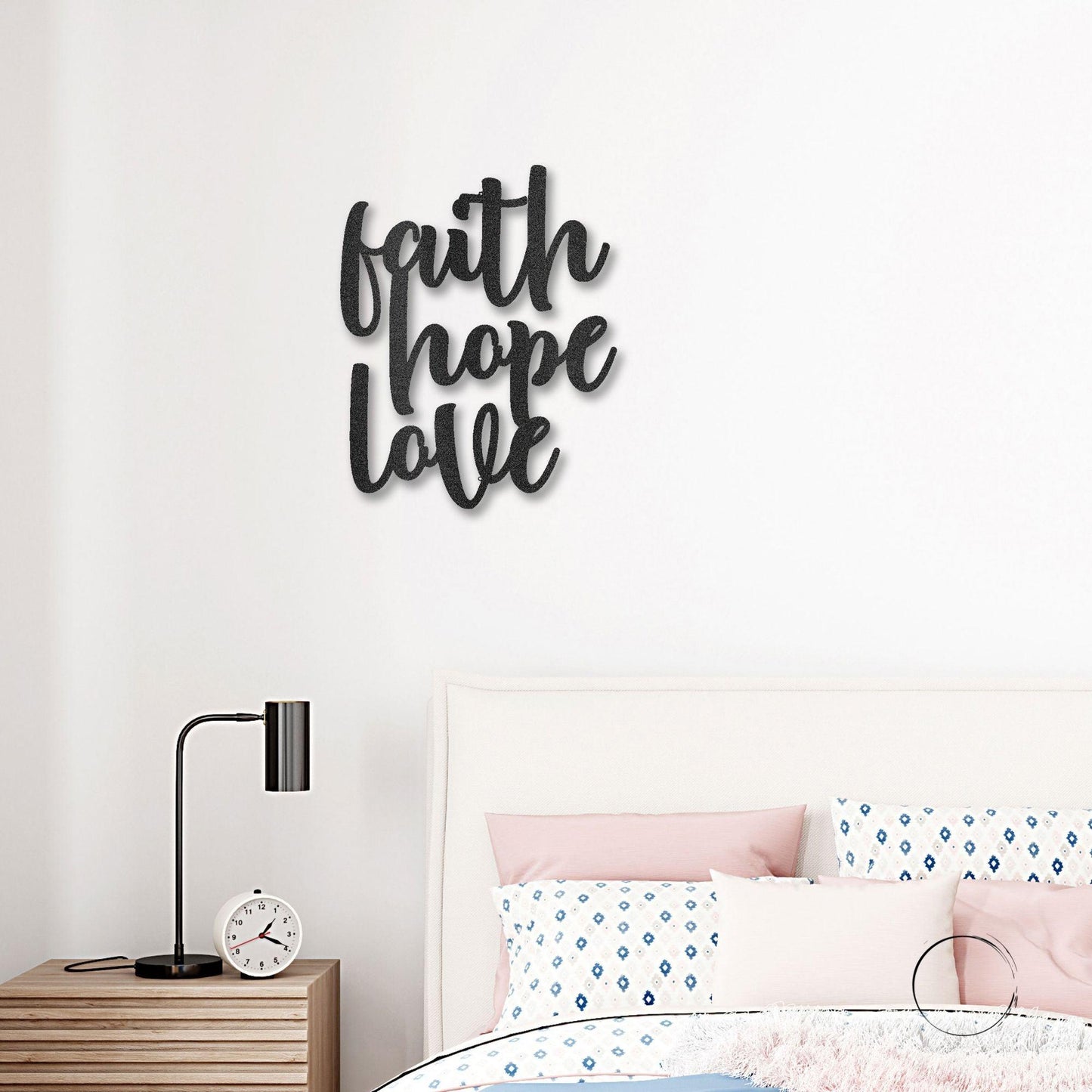 Faith Hope Love Script Indoor Outdoor Steel Wall Sign