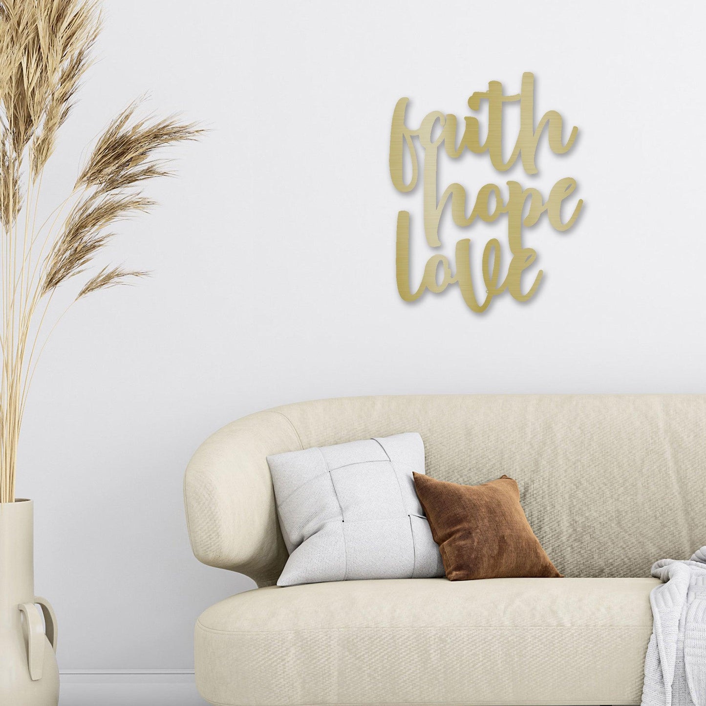 Faith Hope Love Script Indoor Outdoor Steel Wall Sign