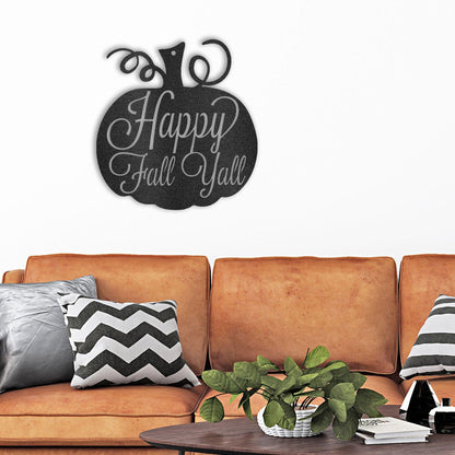 Happy Fall Y'all Metal Pumpkin Sign – Fall Décor for Home, Porch, or Office