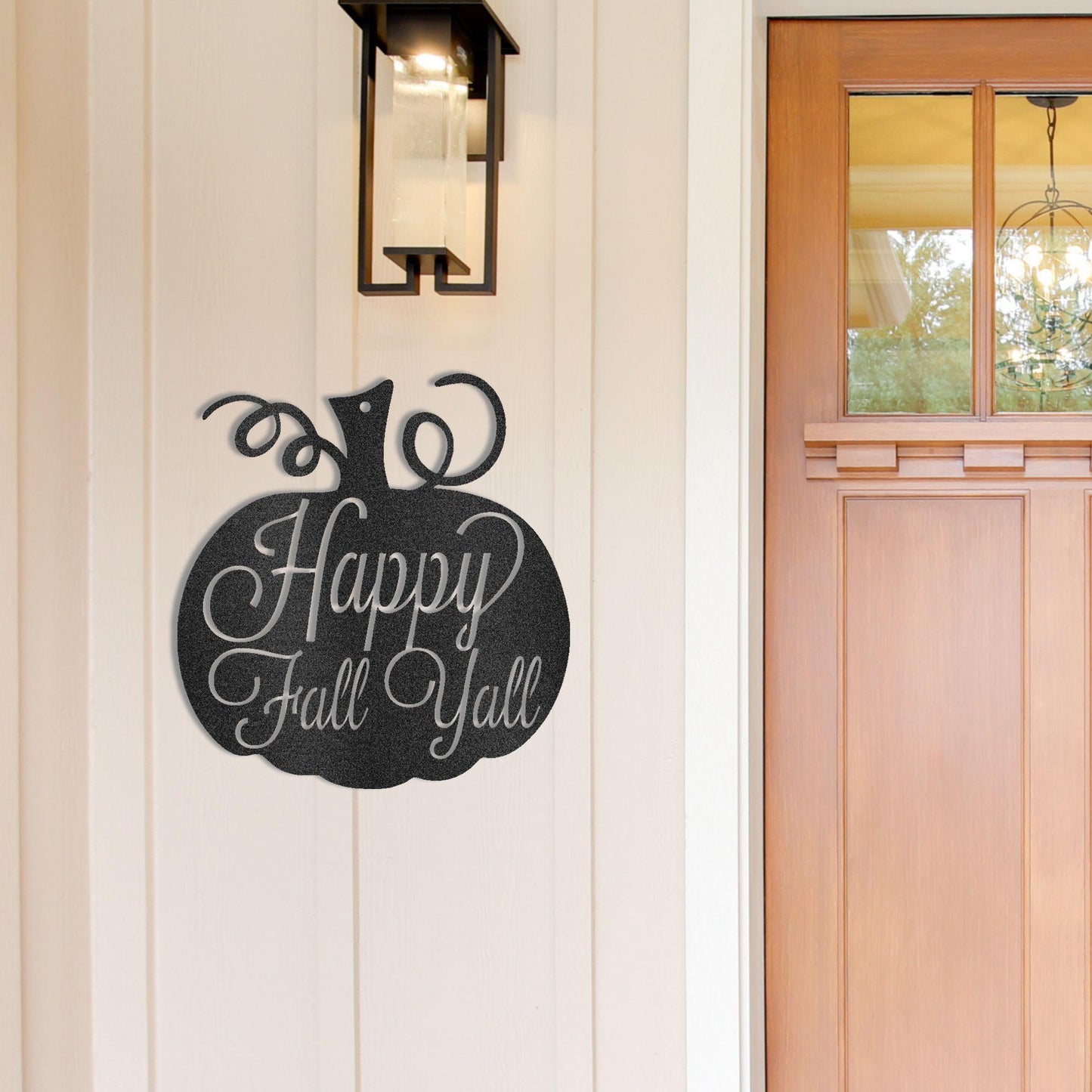 Happy Fall Y'all Metal Pumpkin Sign – Fall Décor for Home, Porch, or Office