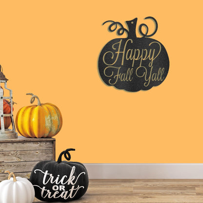 Happy Fall Y'all Metal Pumpkin Sign – Fall Décor for Home, Porch, or Office