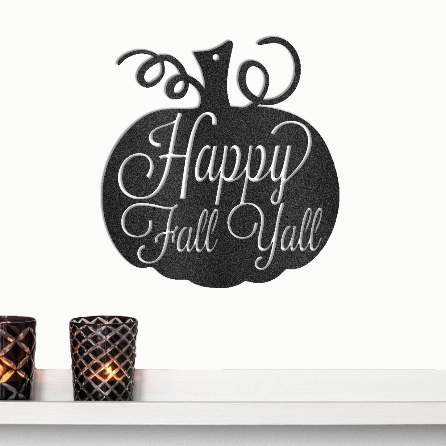 Happy Fall Y'all Metal Pumpkin Sign – Fall Décor for Home, Porch, or Office