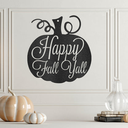 Happy Fall Y'all Metal Pumpkin Sign – Fall Décor for Home, Porch, or Office