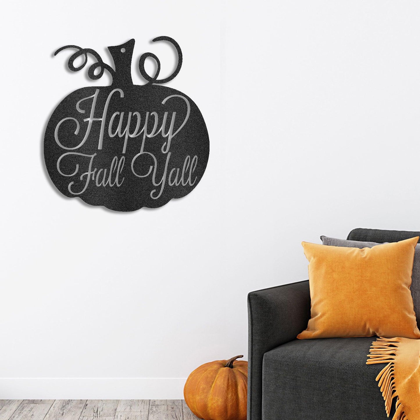 Happy Fall Y'all Metal Pumpkin Sign – Fall Décor for Home, Porch, or Office