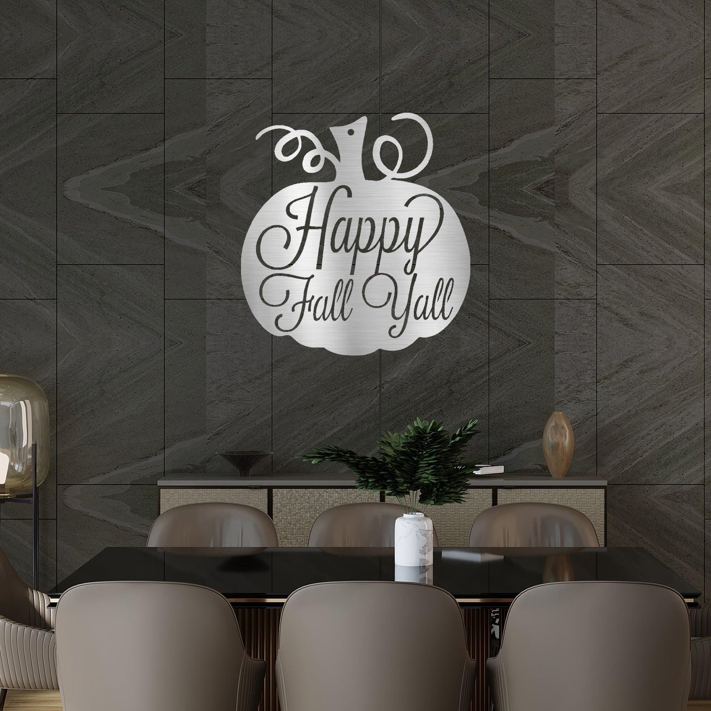 Happy Fall Y'all Metal Pumpkin Sign – Fall Décor for Home, Porch, or Office