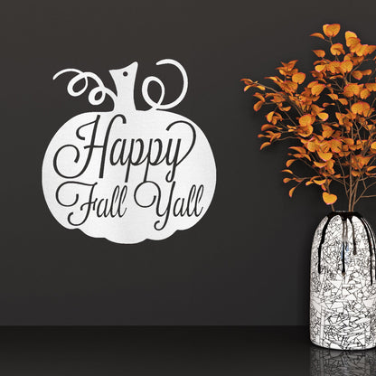 Happy Fall Y'all Metal Pumpkin Sign – Fall Décor for Home, Porch, or Office