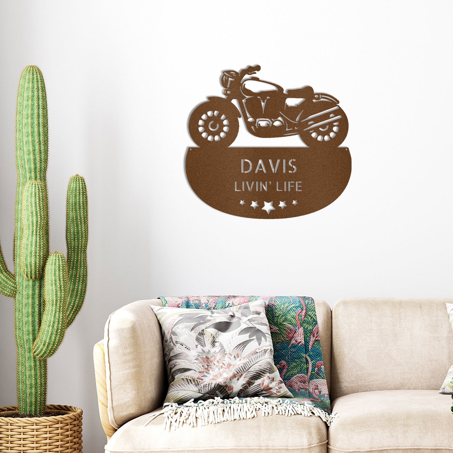 Personalized Motorcycle Metal Wall Sign – Custom Name Laser-Cut Steel Art for Indoors & Outdoors