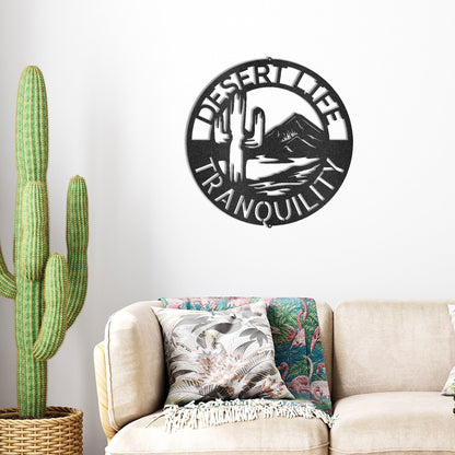 Desert Life Personalized Cactus Scene Indoor Outdoor Steel Wall Sign