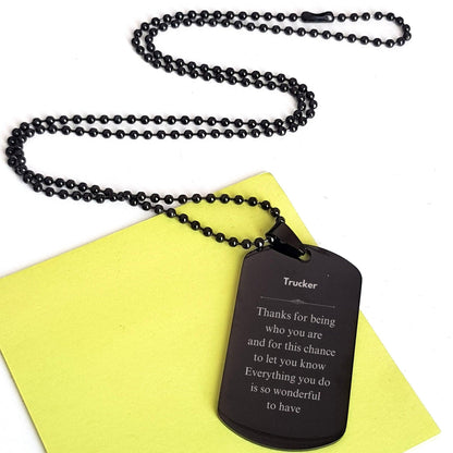 Accountant Black Dog Tag Engraved Necklace - Thanks for being who you are - Birthday Christmas Jewelry Gifts Coworkers Colleague Boss - Mallard Moon Gift Shop
