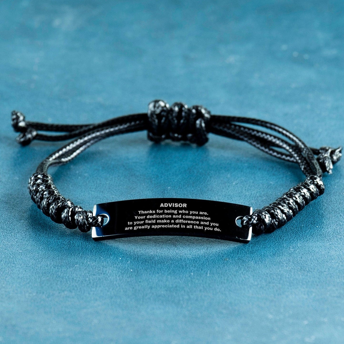 Advisor Black Braided Leather Rope Engraved Bracelet - Thanks for being who you are - Birthday Christmas Jewelry Gifts Coworkers Colleague Boss - Mallard Moon Gift Shop