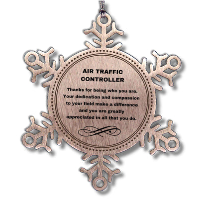 Air Traffic Controller Snowflake Ornament - Thanks for being who you are - Birthday Christmas Tree Gifts Coworkers Colleague Boss - Mallard Moon Gift Shop