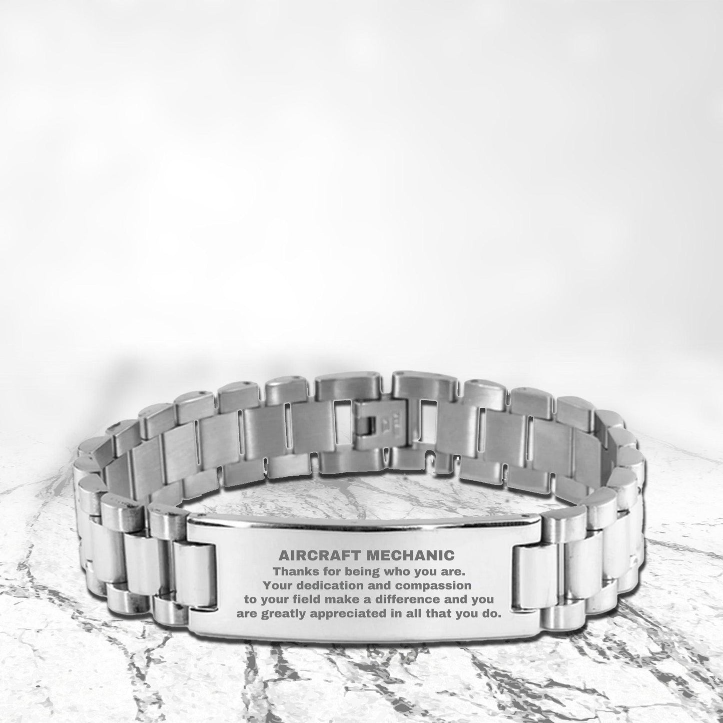 Aircraft Mechanic Ladder Stainless Steel Engraved Bracelet - Thanks for being who you are - Birthday Christmas Jewelry Gifts Coworkers Colleague Boss - Mallard Moon Gift Shop
