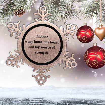 Alaska is my home Gifts, Lovely Alaska Birthday Christmas Snowflake Ornament For People from Alaska, Men, Women, Friends - Mallard Moon Gift Shop