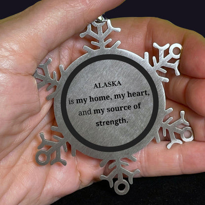 Alaska is my home Gifts, Lovely Alaska Birthday Christmas Snowflake Ornament For People from Alaska, Men, Women, Friends - Mallard Moon Gift Shop