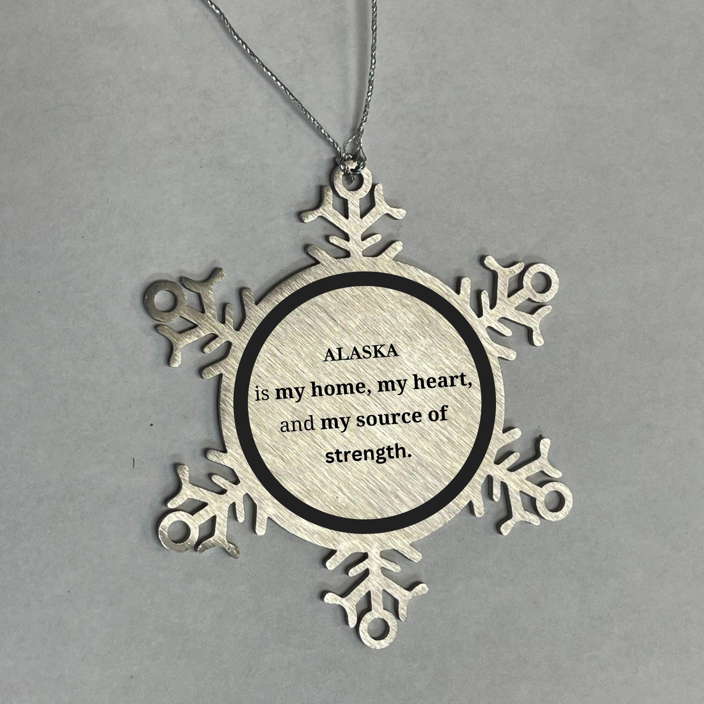 Alaska is my home Gifts, Lovely Alaska Birthday Christmas Snowflake Ornament For People from Alaska, Men, Women, Friends - Mallard Moon Gift Shop