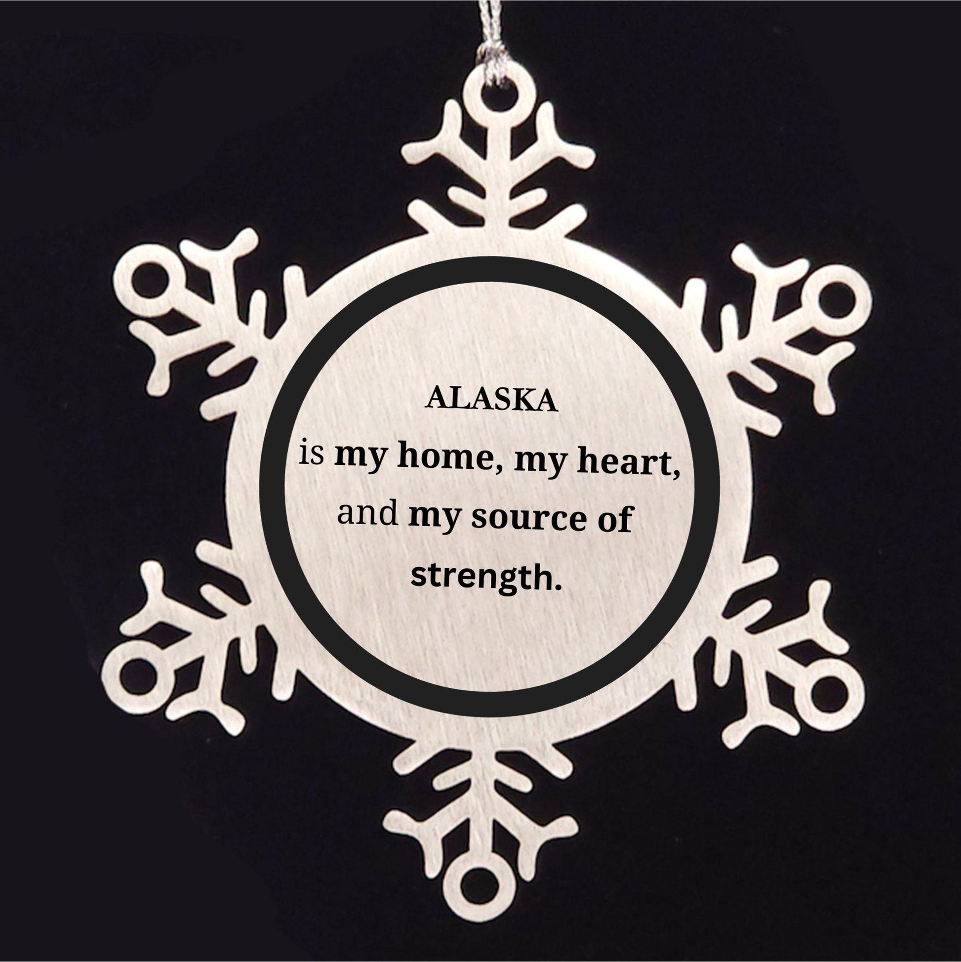 Alaska is my home Gifts, Lovely Alaska Birthday Christmas Snowflake Ornament For People from Alaska, Men, Women, Friends - Mallard Moon Gift Shop