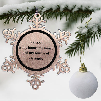 Alaska is my home Gifts, Lovely Alaska Birthday Christmas Snowflake Ornament For People from Alaska, Men, Women, Friends - Mallard Moon Gift Shop