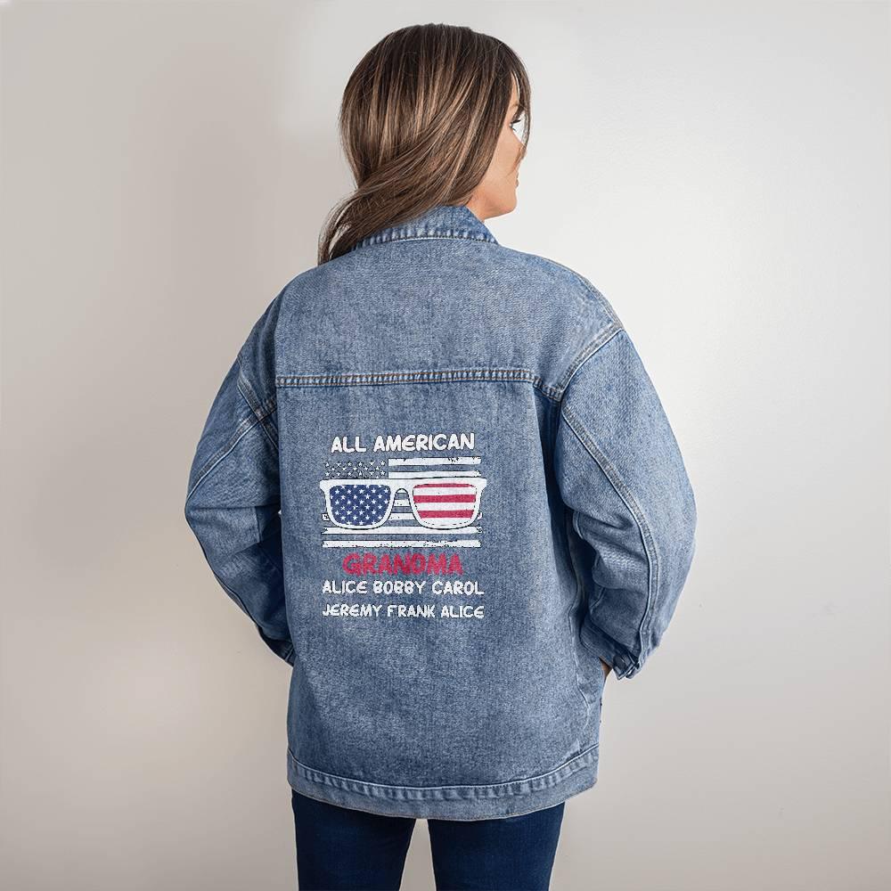 All American Grandma - Gigi - Nana - Mom- Personalized Denim Jacket - Mallard Moon Gift Shop