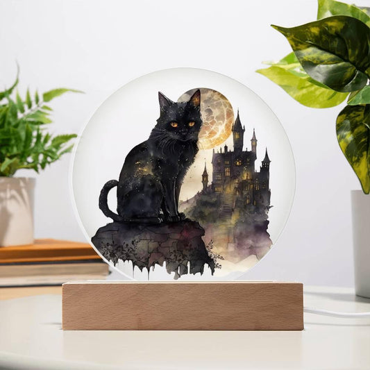 All Hallow's Cat: Black Silhouette Acrylic Decor - Mallard Moon Gift Shop