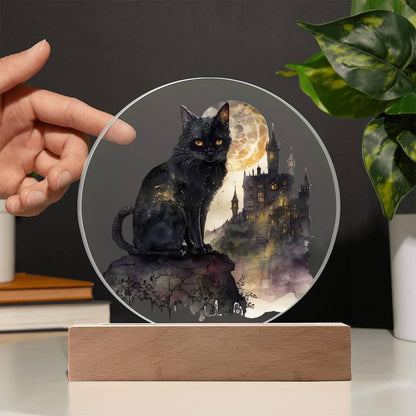 All Hallow's Cat: Black Silhouette Acrylic Decor - Mallard Moon Gift Shop