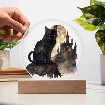 All Hallow's Cat: Black Silhouette Acrylic Decor - Mallard Moon Gift Shop