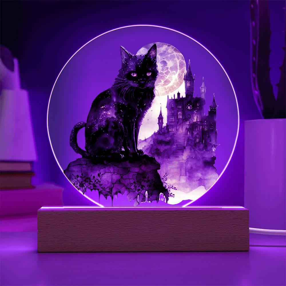 All Hallow's Cat: Black Silhouette Acrylic Decor - Mallard Moon Gift Shop