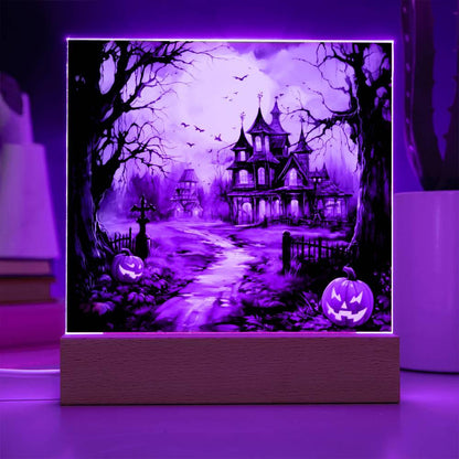 All Hallow's Haunt: Spooky Mansion Display in Acrylic - Mallard Moon Gift Shop