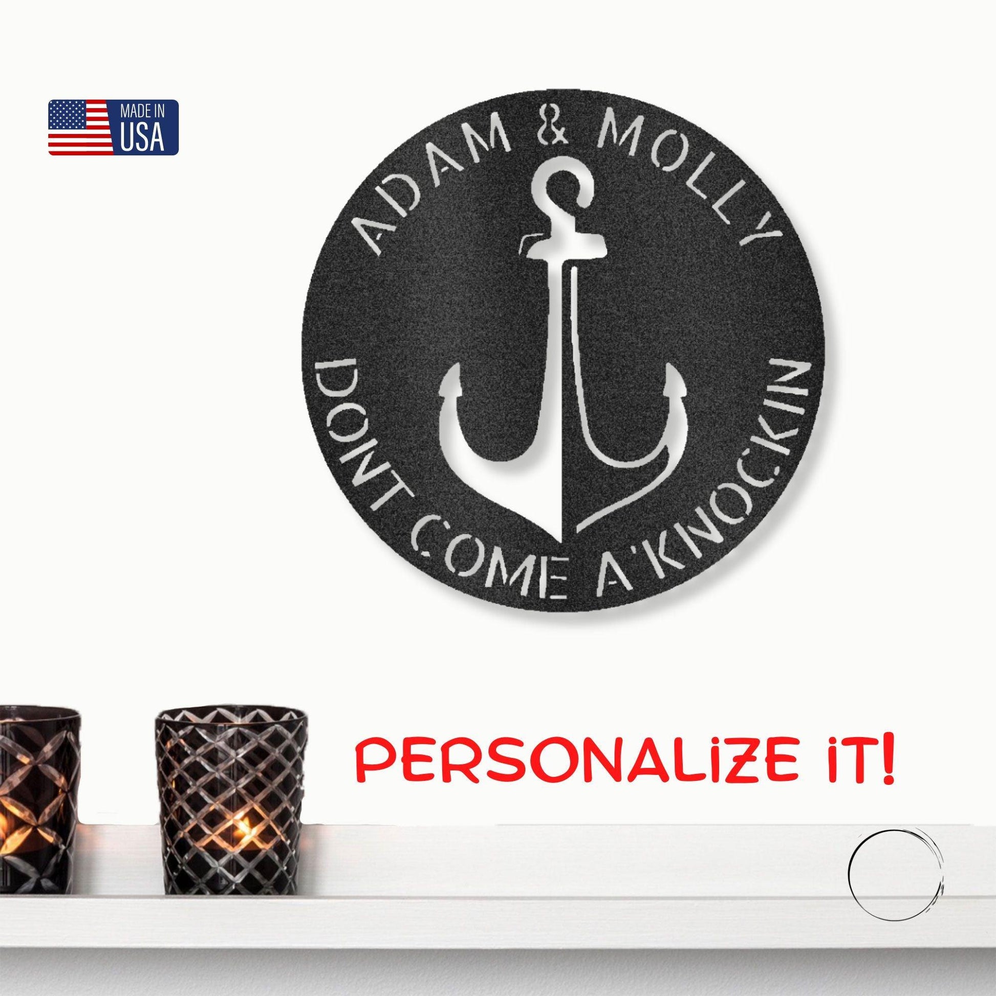 Anchor Plaque Personalized Name Indoor Outdoor Steel Wall Sign Metal Art - Mallard Moon Gift Shop