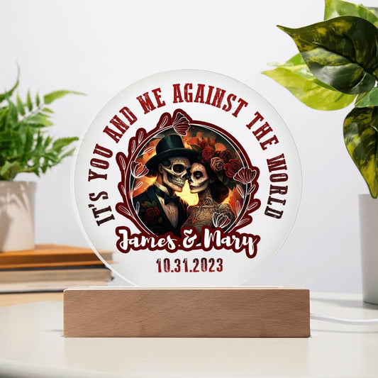 Anniversary - Wedding Gift - Day of the Dead Skeleton Couple Personalized Acrylic Plaque - Mallard Moon Gift Shop