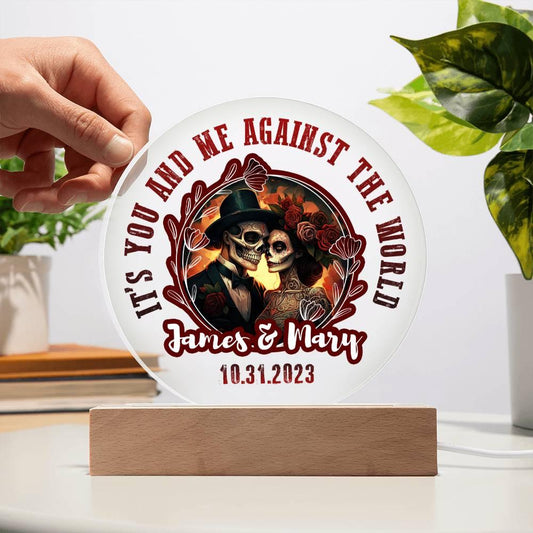 Anniversary - Wedding Gift - Day of the Dead Skeleton Couple Personalized Acrylic Plaque - Mallard Moon Gift Shop