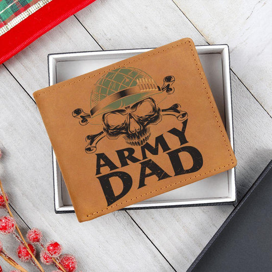Army Dad Graphic Custom Leather Wallet - Mallard Moon Gift Shop