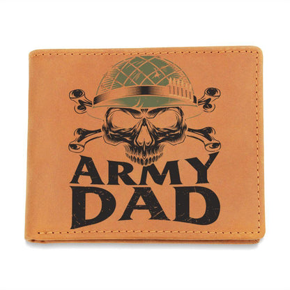 Army Dad Graphic Custom Leather Wallet - Mallard Moon Gift Shop