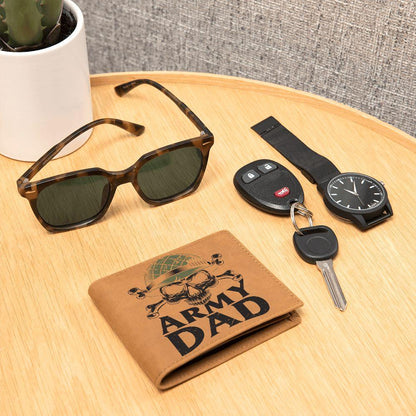 Army Dad Graphic Custom Leather Wallet - Mallard Moon Gift Shop