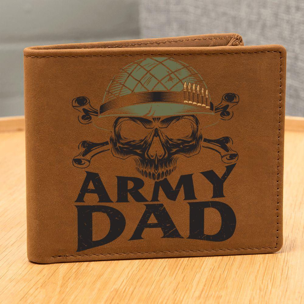 Army Dad Graphic Custom Leather Wallet - Mallard Moon Gift Shop