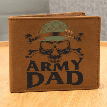 Army Dad Graphic Custom Leather Wallet - Mallard Moon Gift Shop