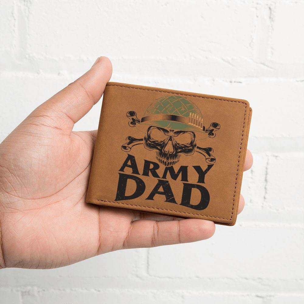 Army Dad Graphic Custom Leather Wallet - Mallard Moon Gift Shop