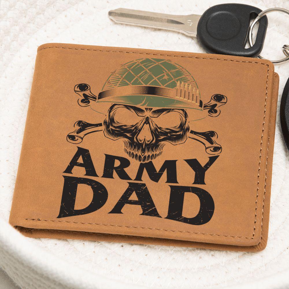 Army Dad Graphic Custom Leather Wallet - Mallard Moon Gift Shop