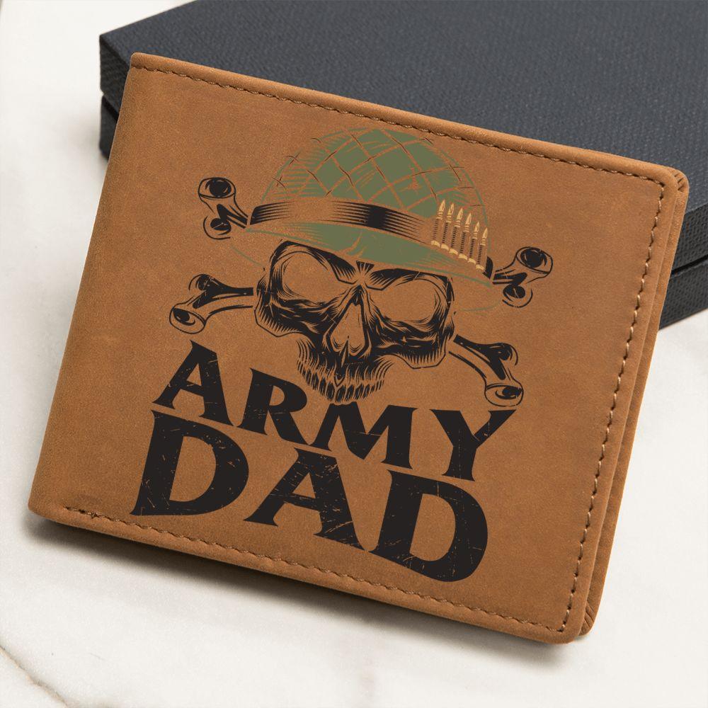 Army Dad Graphic Custom Leather Wallet - Mallard Moon Gift Shop