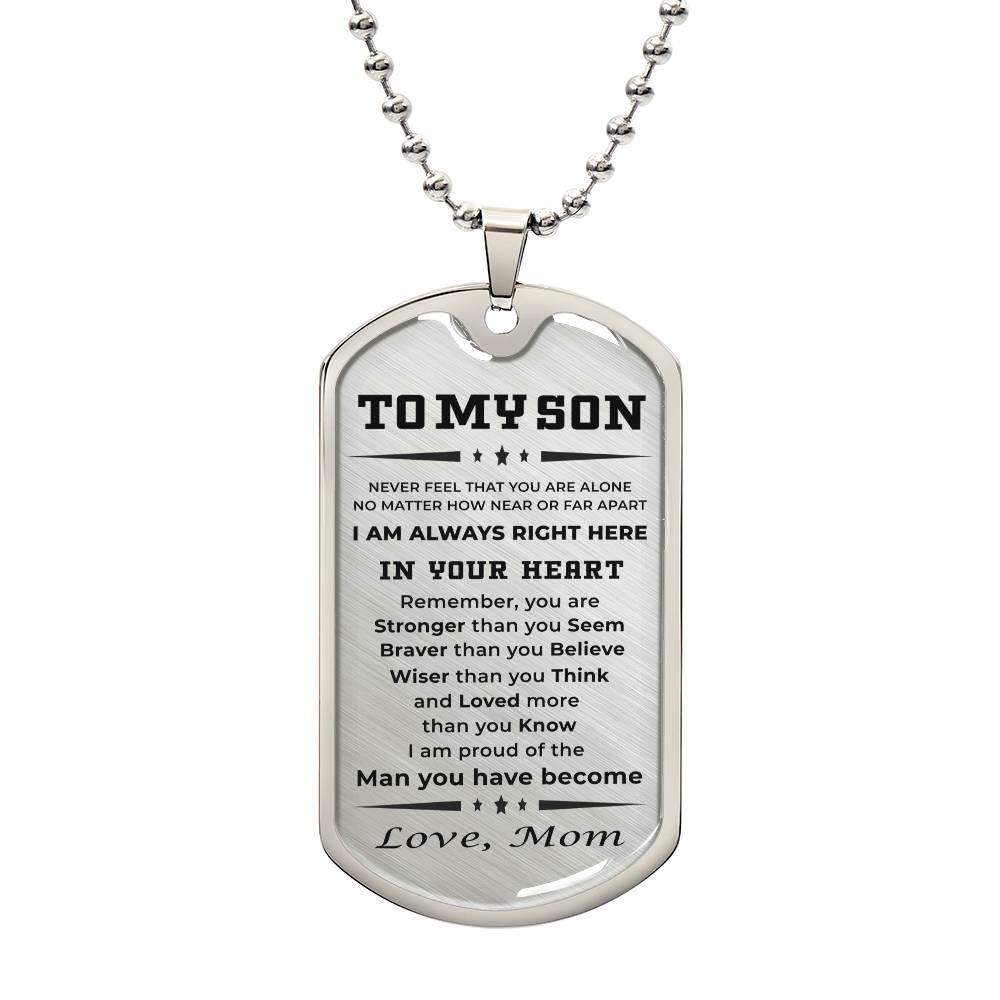 Gift for Adult Son Military Dog Tag Style Personalized Engraved Necklace Love Mom