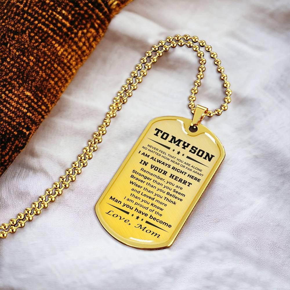 Gift for Adult Son Military Dog Tag Style Personalized Engraved Necklace Love Mom