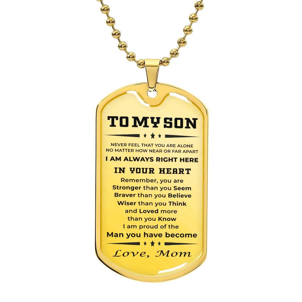 Gift for Adult Son Military Dog Tag Style Personalized Engraved Necklace Love Mom