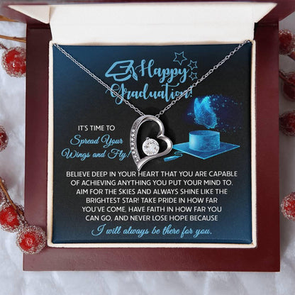 Graduation Gift for Her Spread Your Wings and Fly Forever Love Heart Pendant Necklace with Gift Box