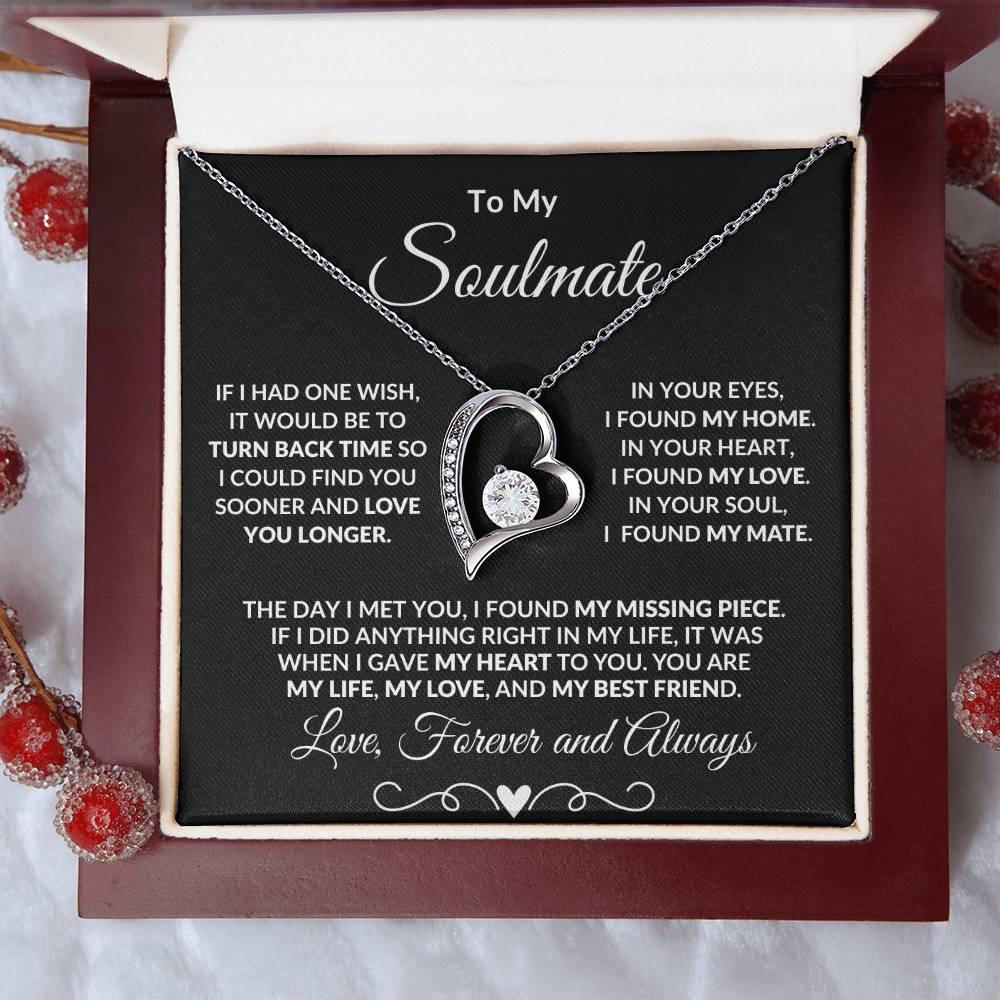 Gift for Soulmate Dazzling Forever Love Heart Necklace with Message Card and Gift Box