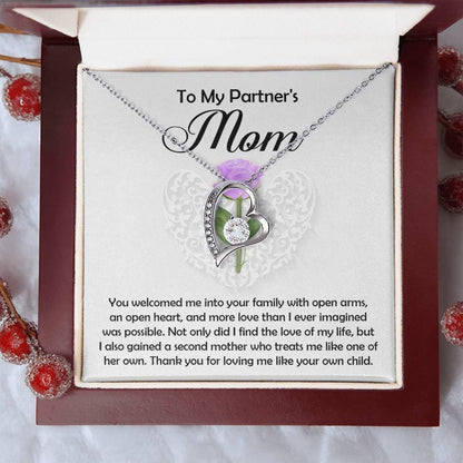 To My Partner's Mom You Welcomed me with Open Arms and an Open Heart Pendant Necklace