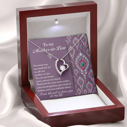 Mother-in-Law Gift You Are My Bonus Mom, My Friend Forever Love Heart Pendant Necklace