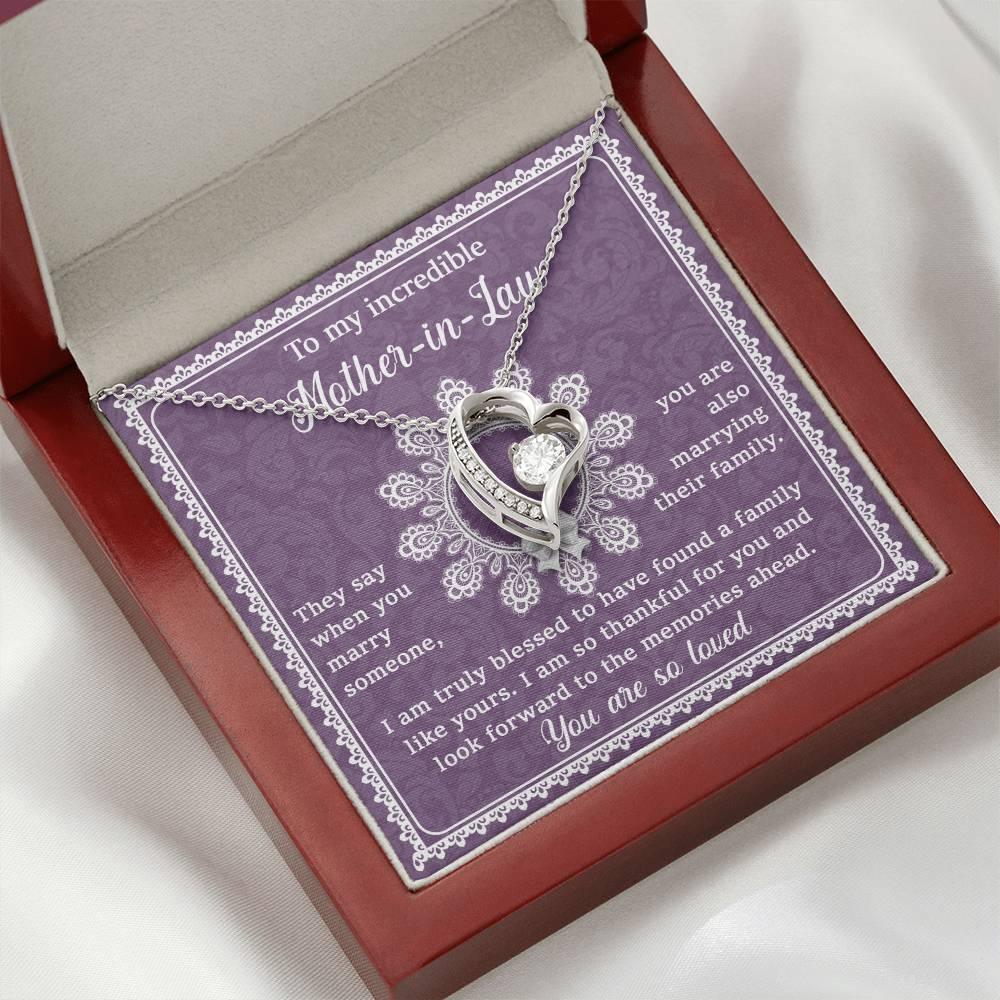 Mother-in-Law Gift I am Truly Blessed for the Memories Ahead Heart Pendant Necklace