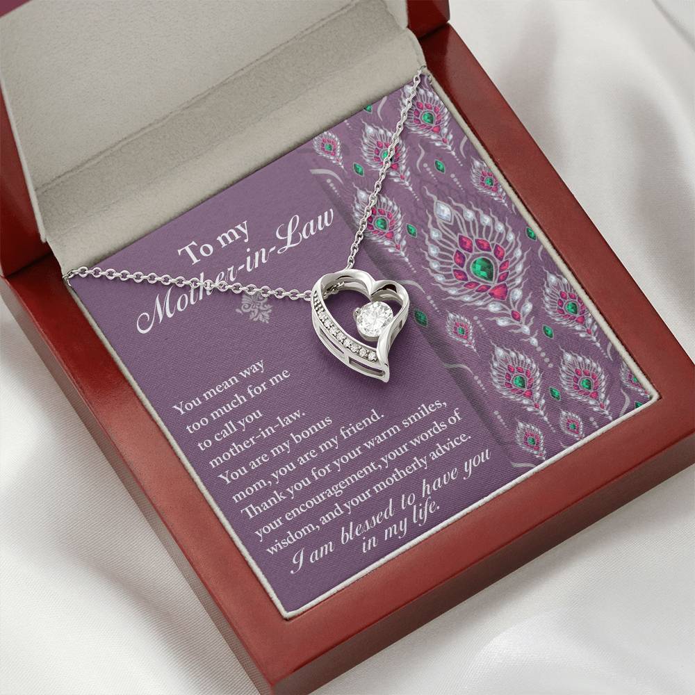 Mother-in-Law Gift You Are My Bonus Mom, My Friend Forever Love Heart Pendant Necklace