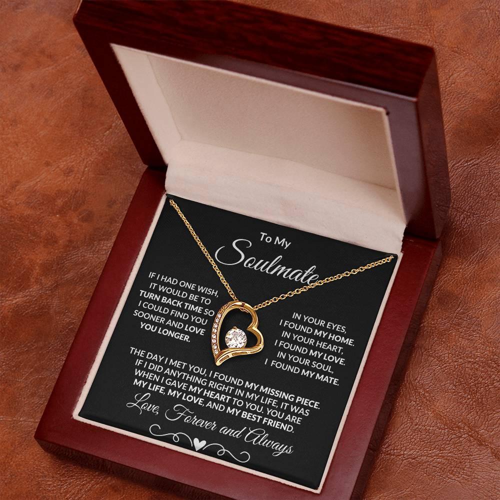 Gift for Soulmate Dazzling Forever Love Heart Necklace with Message Card and Gift Box