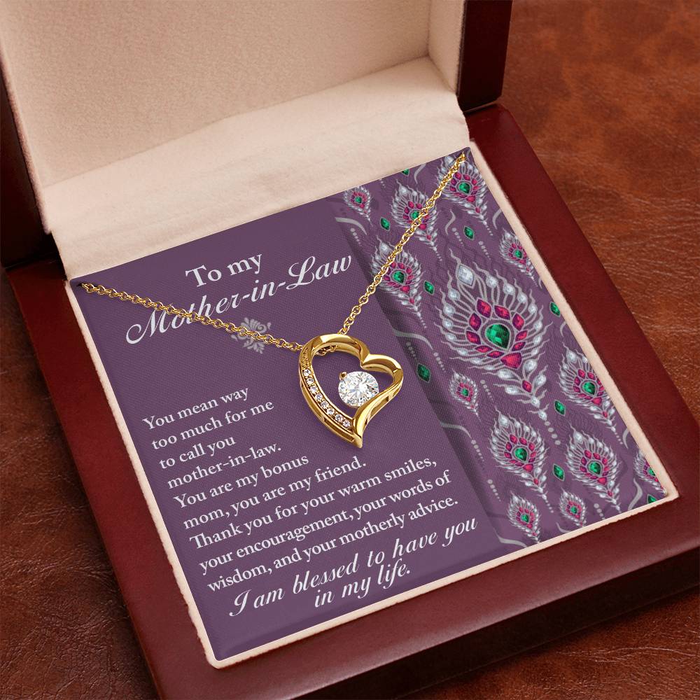 Mother-in-Law Gift You Are My Bonus Mom, My Friend Forever Love Heart Pendant Necklace